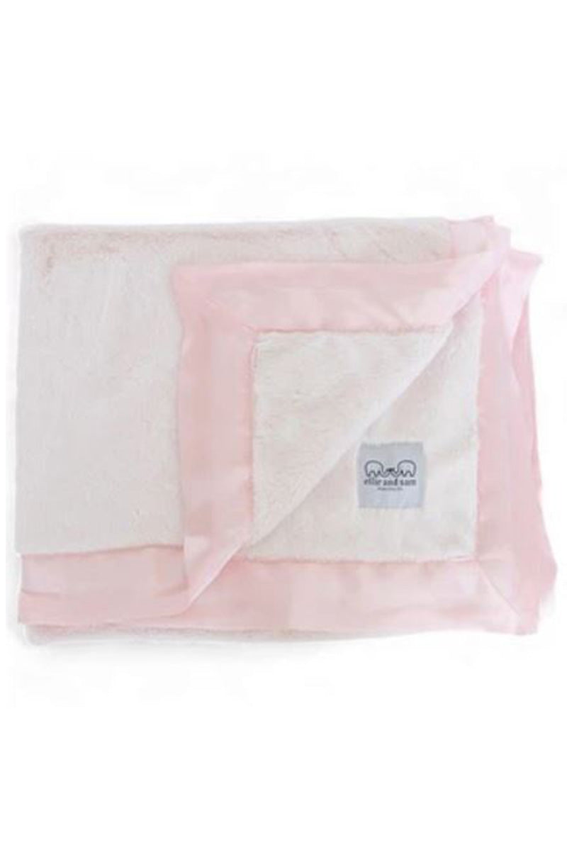 Luxury satin border blanket in pink