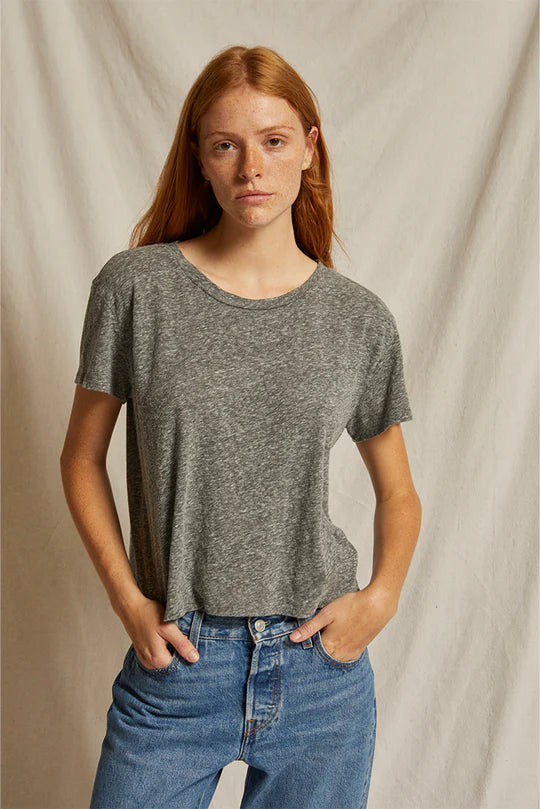Harley boxy crew tee in heather grey front view