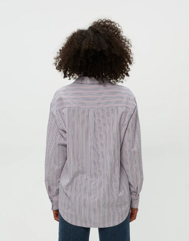 Beau oversized button down in sachet stripe back view
