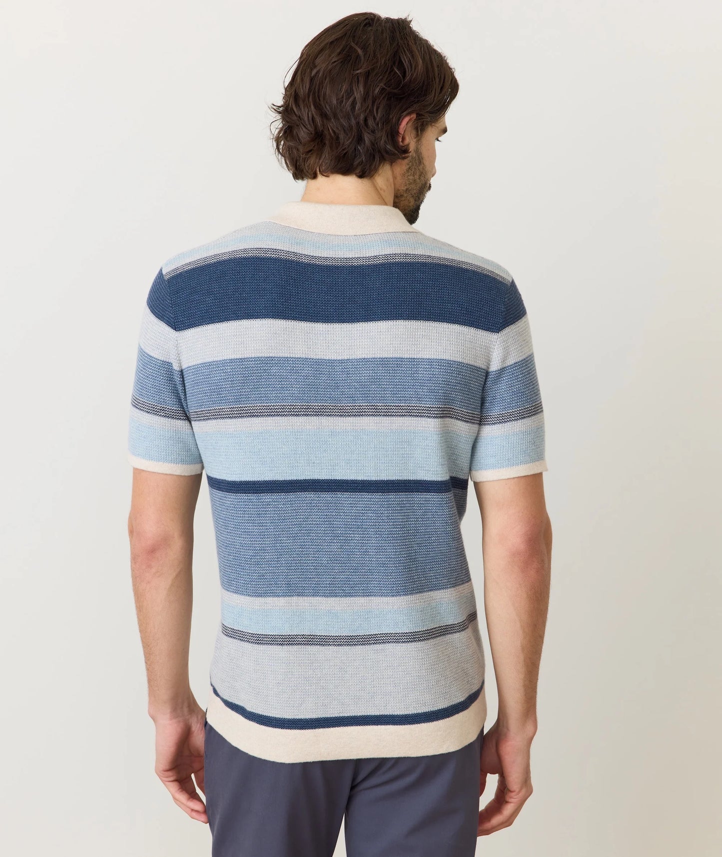 Liam sweater polo in blue multi back view