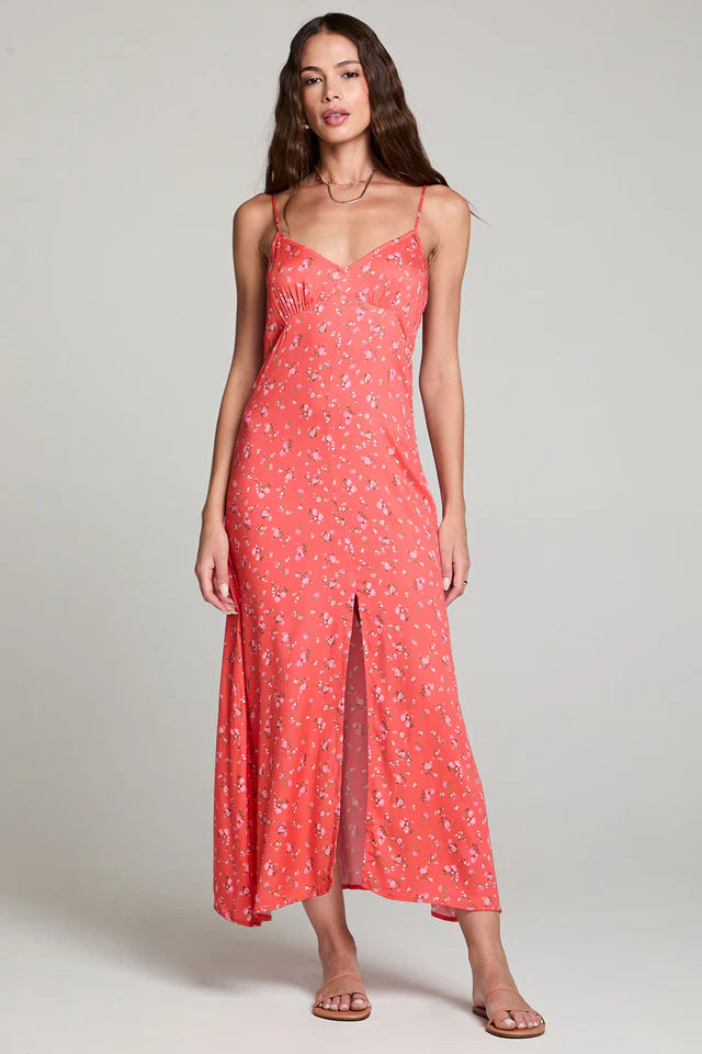 Elowin midi dress in crimson front view