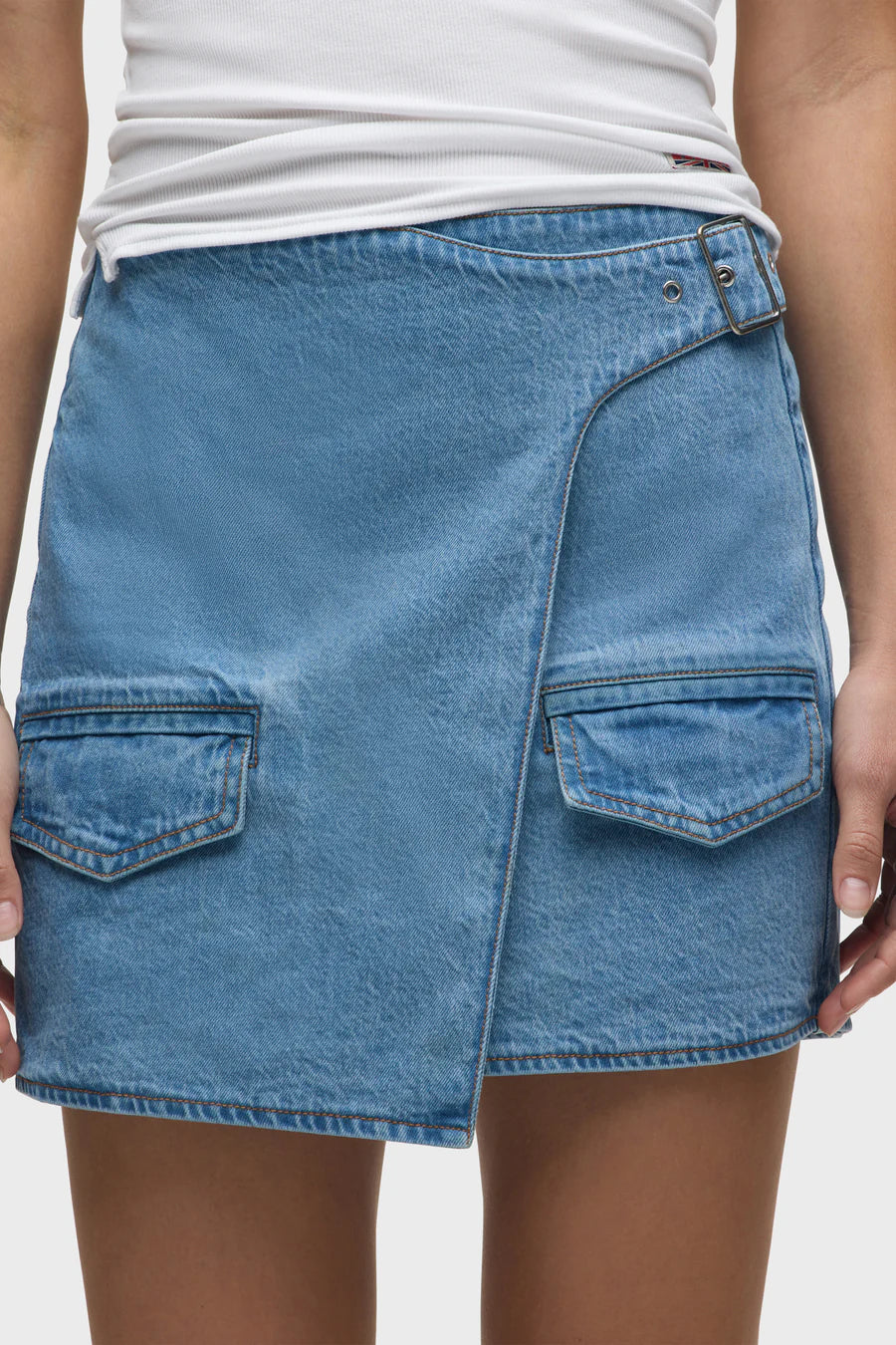 The Mountain Wrap Mini Skirt in mountain front view