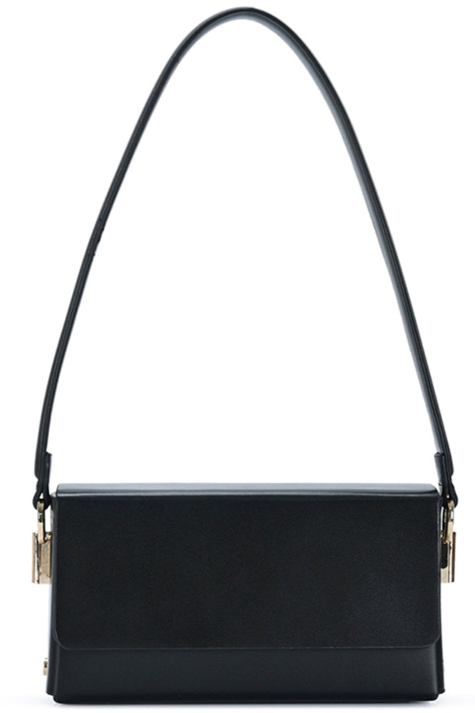 Squared shoulder bag in black