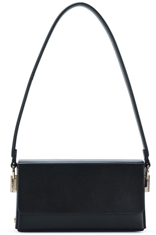 Squared shoulder bag in black