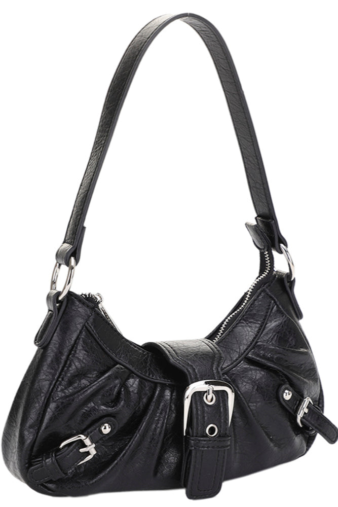 Vintage buckle shoulder bag in black
