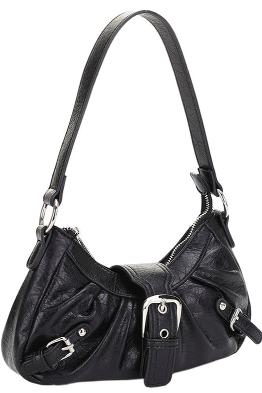 Vintage buckle shoulder bag in black