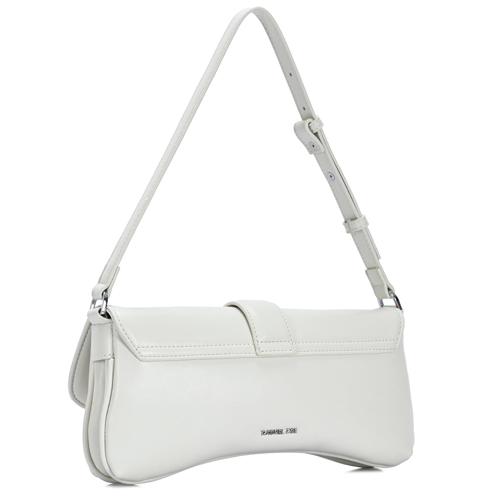 Chic curved flap shoulder bag in bone back view
