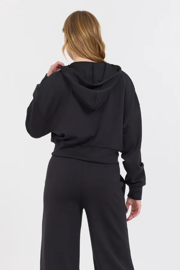 Cloud fleece crop zip up in back back view