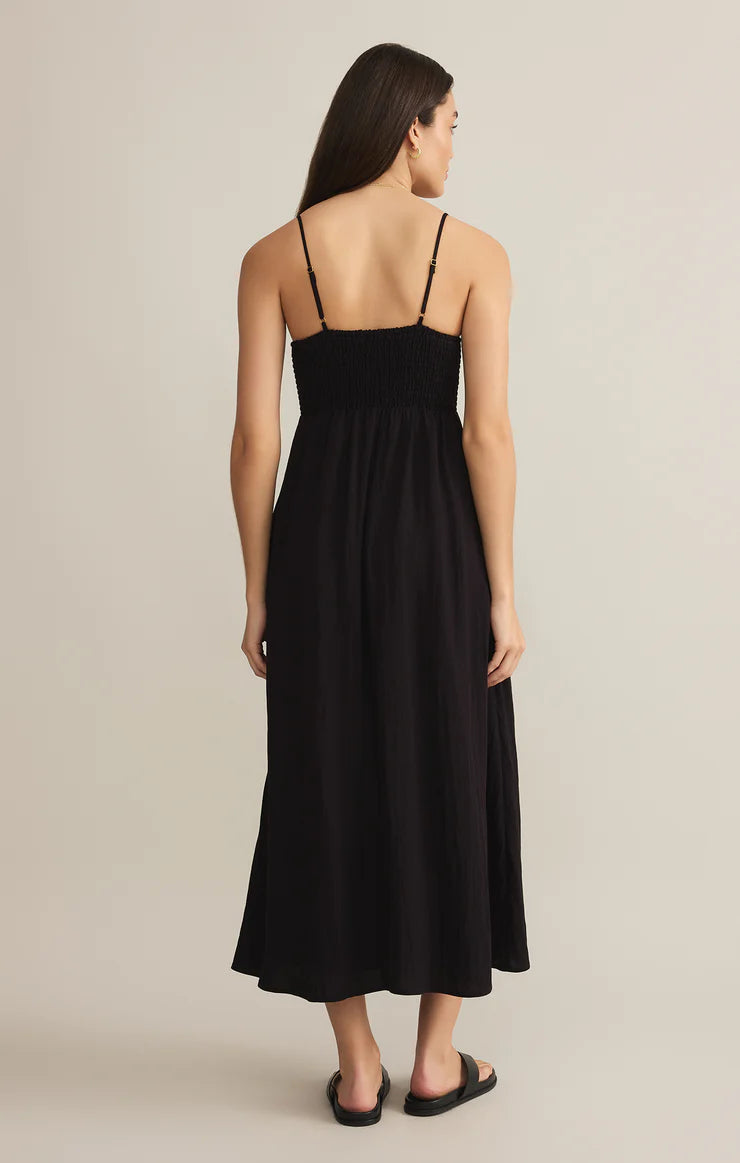 BEACHSIDE MIDI DRESS IN BLACK BLACK VIEW