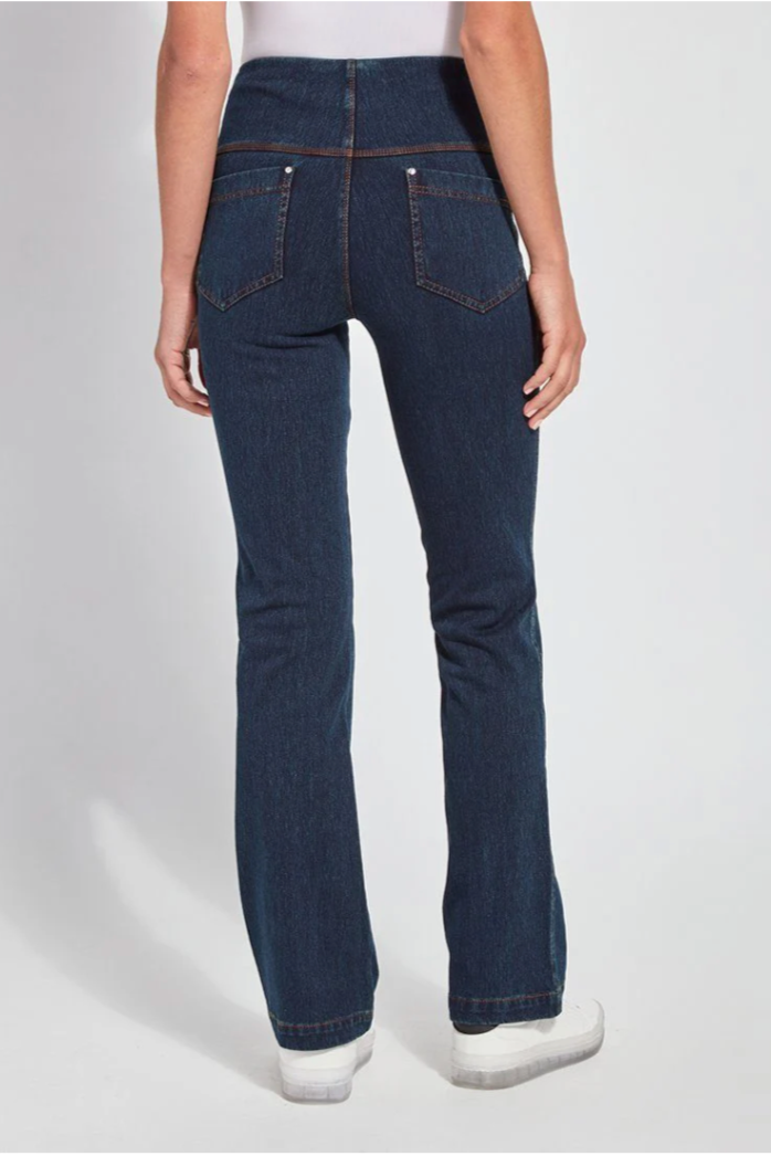 Baby bootcut denim in indigo back view