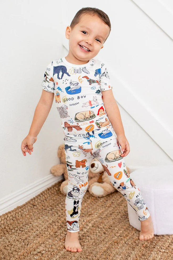 Short sleeve 2pc pajama in vintage dog