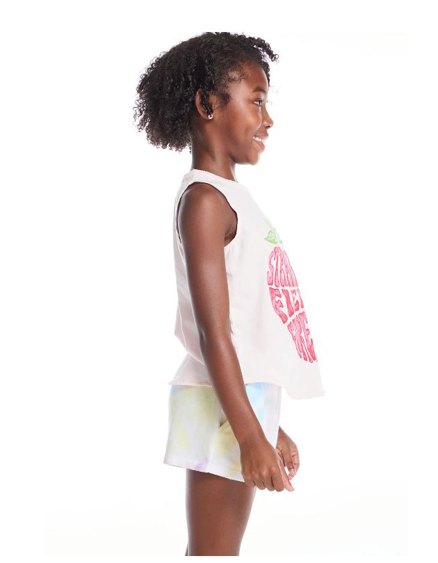 Beatles Strawberry Fields Muscle tee in Pinky side view