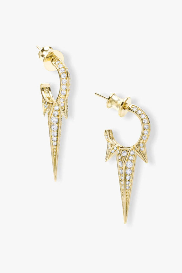 Gabriella Pavé Triple Spike Earrings IN GOLD FRONT VIEW