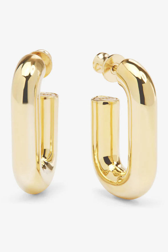 Frankie Chain Huggies in gold front view