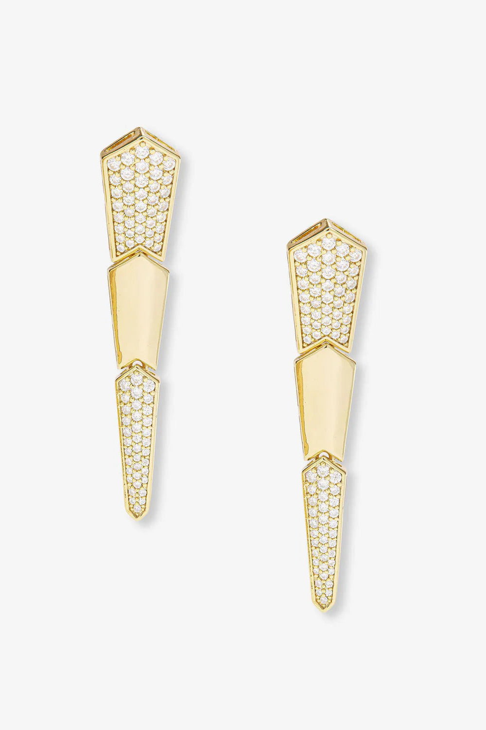 Pavé XL Serpent Drop Earrings in gold front view