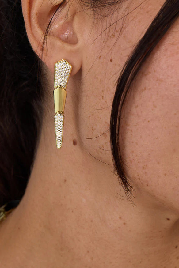 Pavé XL Serpent Drop Earrings in gold style view