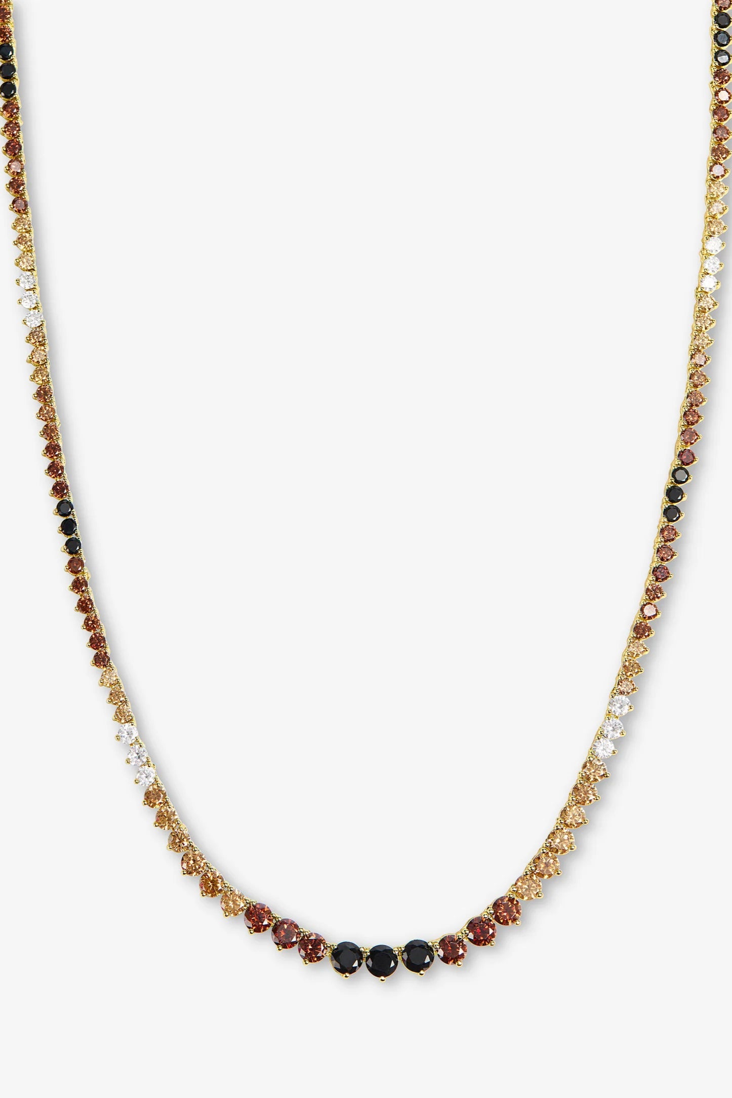 Not Your Basic Graduated Ombre Tennis Necklace IN GOLD FRONT VIEW