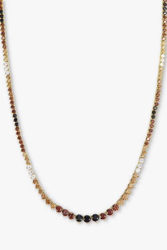 Not Your Basic Graduated Ombre Tennis Necklace IN GOLD FRONT VIEW