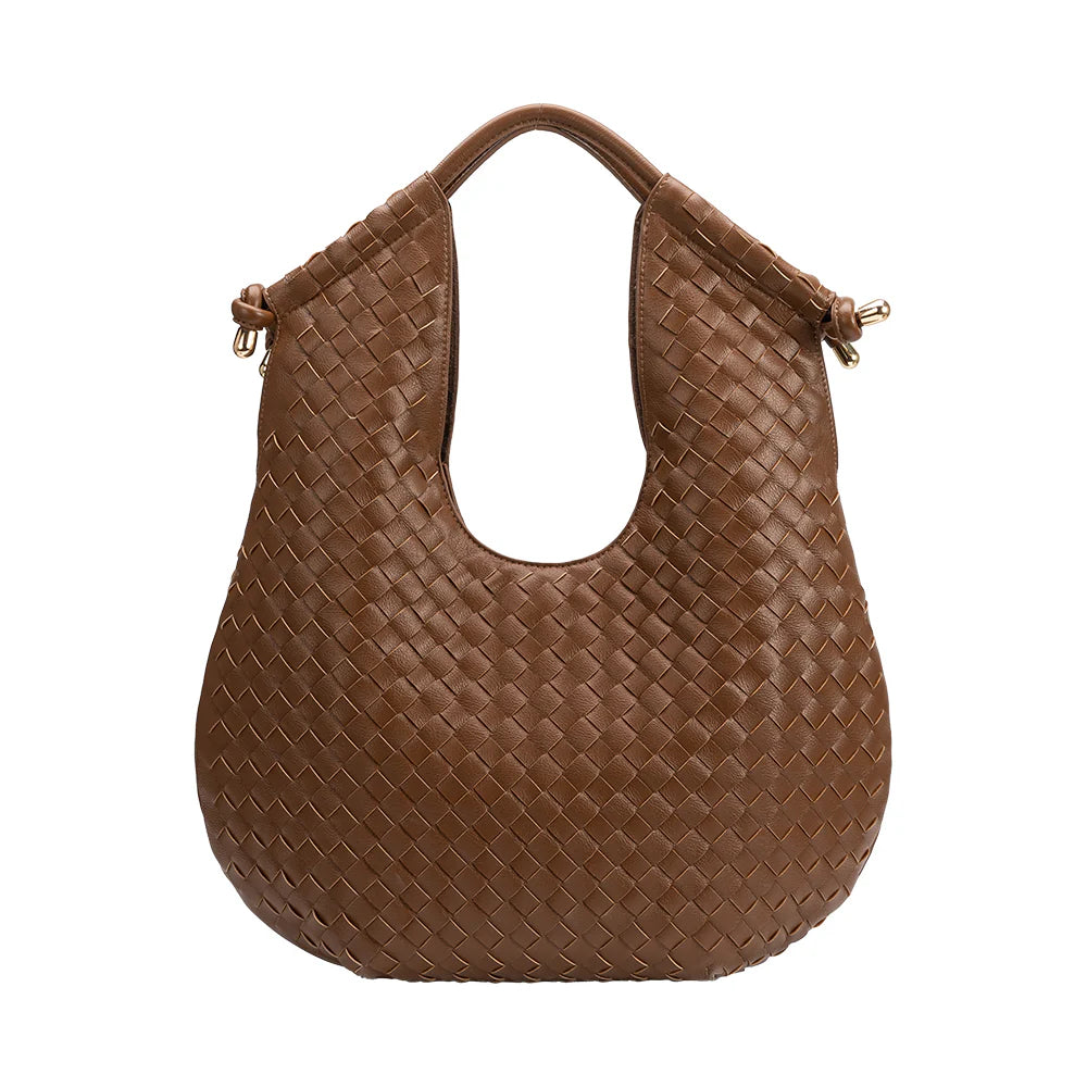 Tracy woven shoulder bag in chocolate