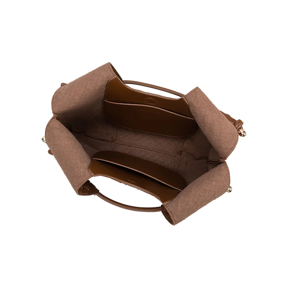 Tracy woven shoulder bag in chocolate inside view