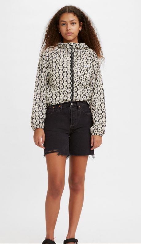 501 Mid thigh short in lunar black front view