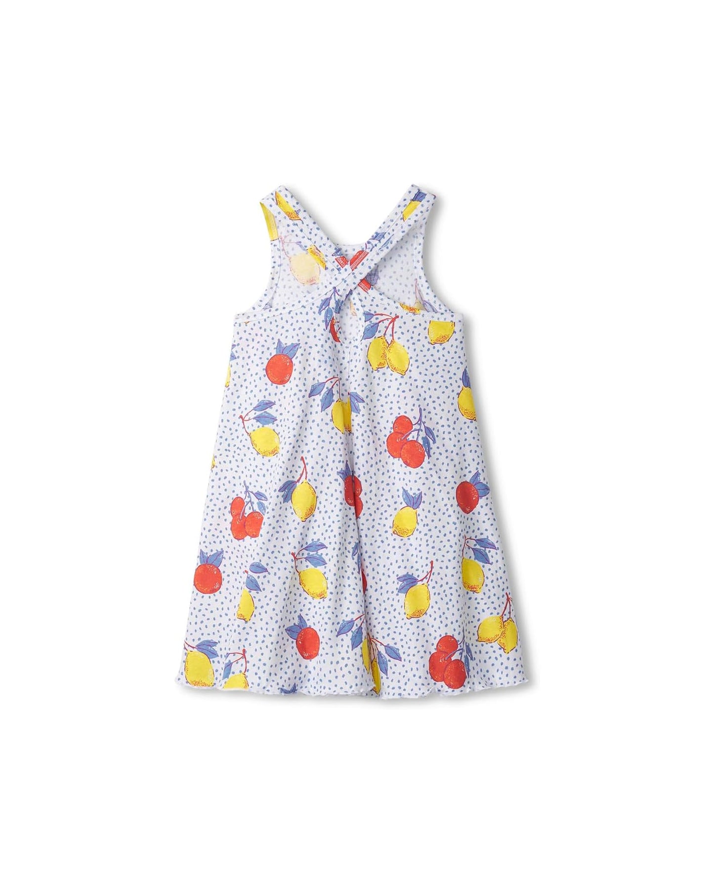 Fresh citrus trapeze dress in white back view