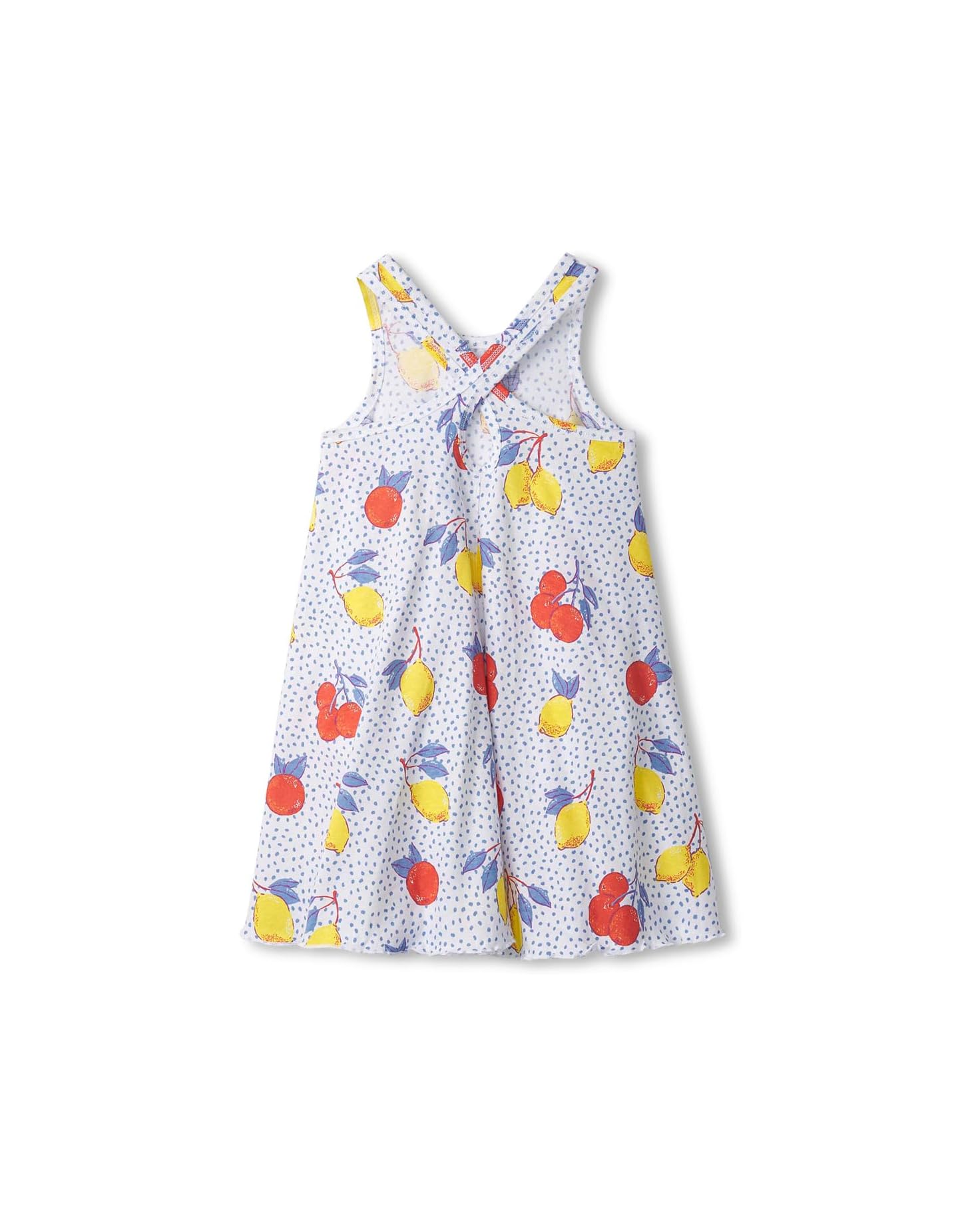 Fresh citrus trapeze dress in white back view