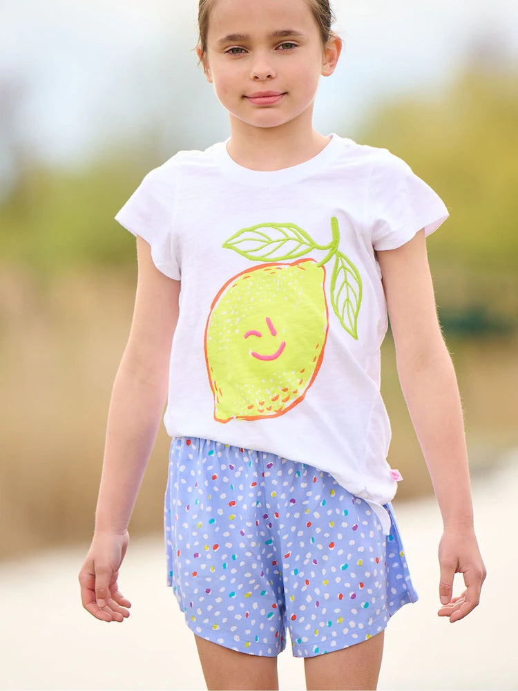 Happy lemon tie front tee in white style view