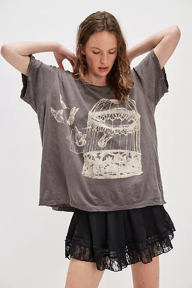 Disturb the universe tee in ozzy front view