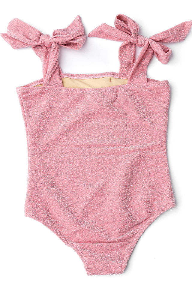 SHIMMER FLOWER ONE PIECE IN CORAL BACK VIEW