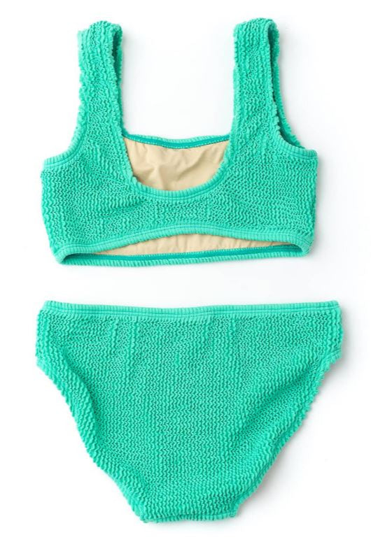Crinkle bikini in green back view