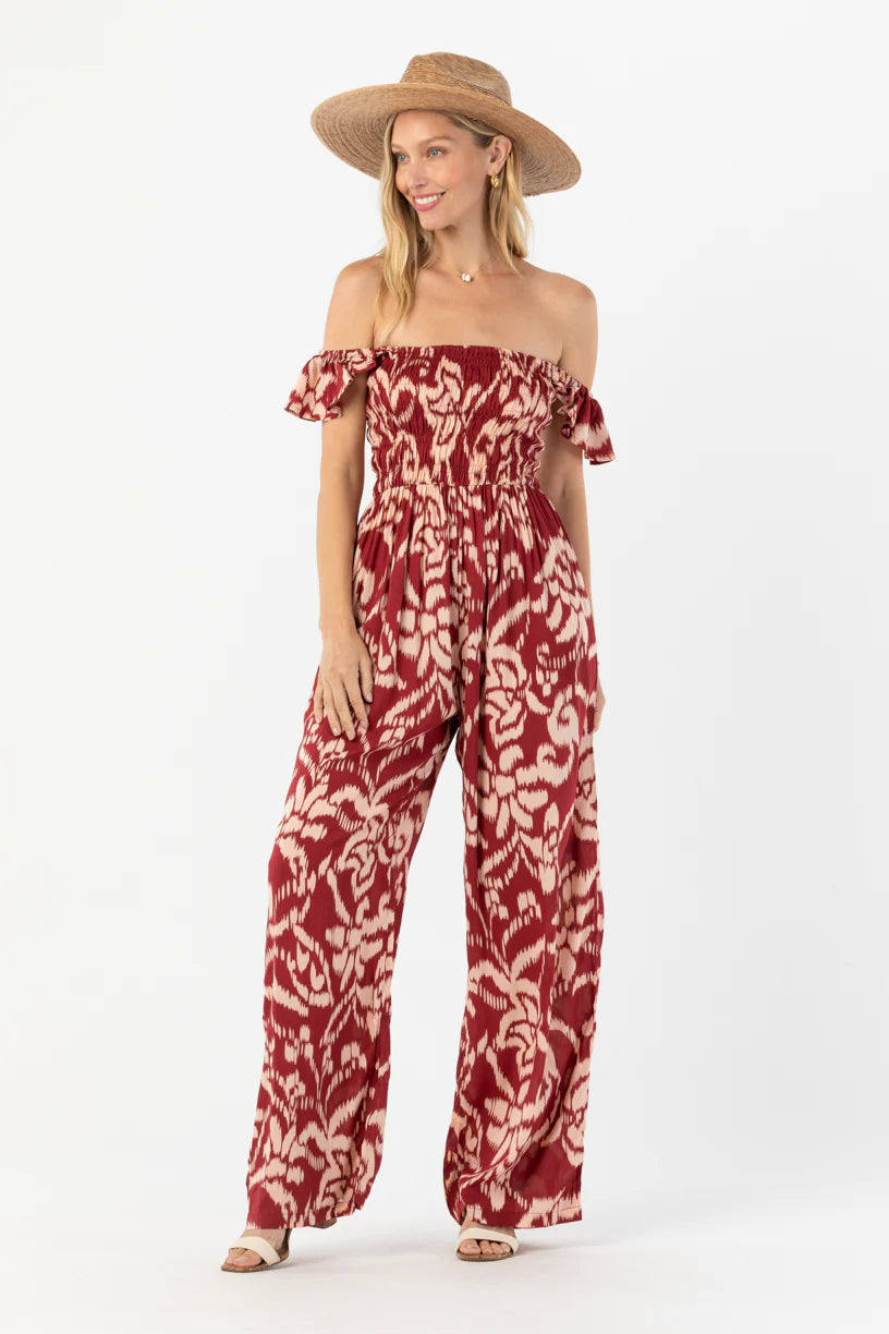 Jade jumpsuit in nomadic maroon front view
