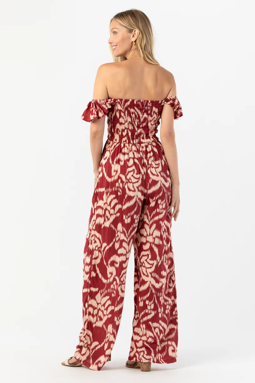 Jade jumpsuit in nomadic maroon back view