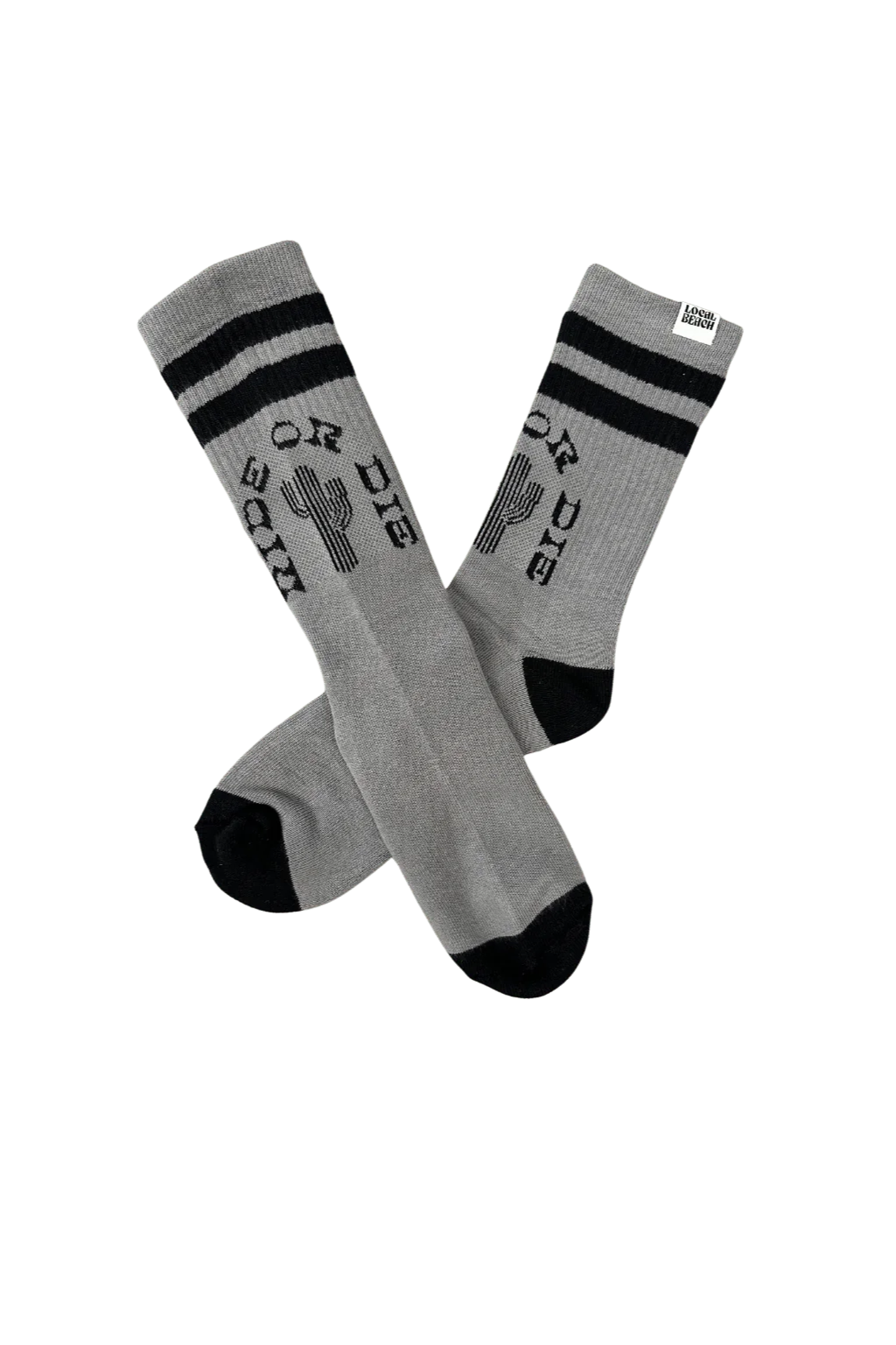Crew socks in "Ride or Die" Grey Front View