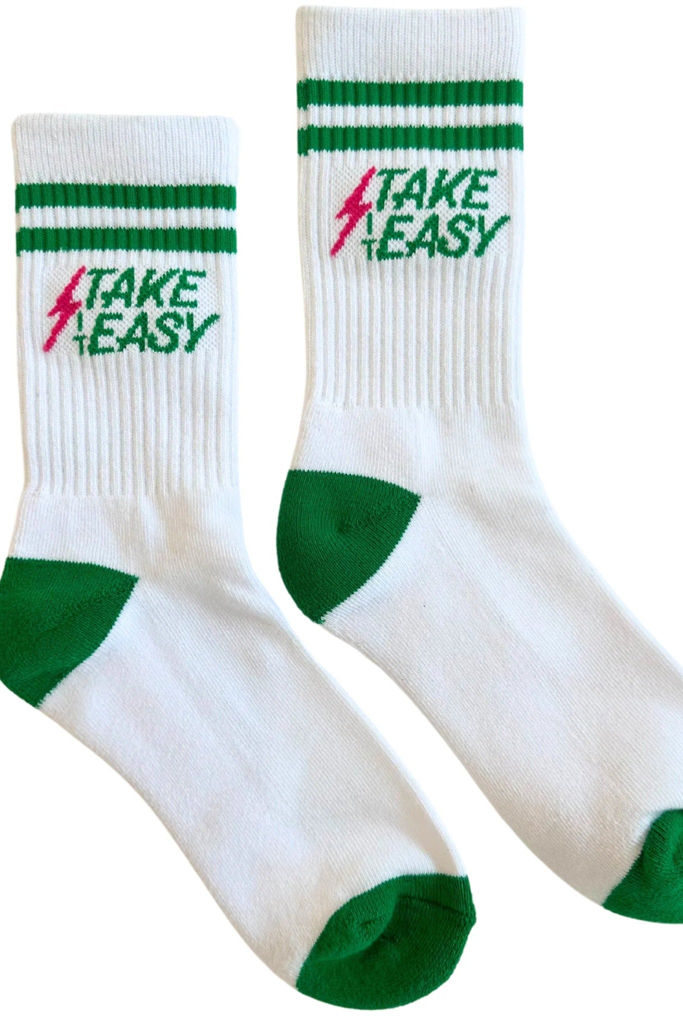 Crew socks in "Take it Easy" White Front View