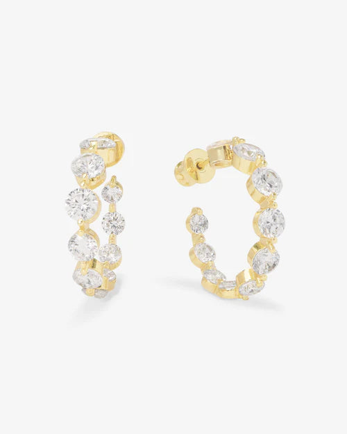 She's an icon hoops 1" in gold with white diamonds