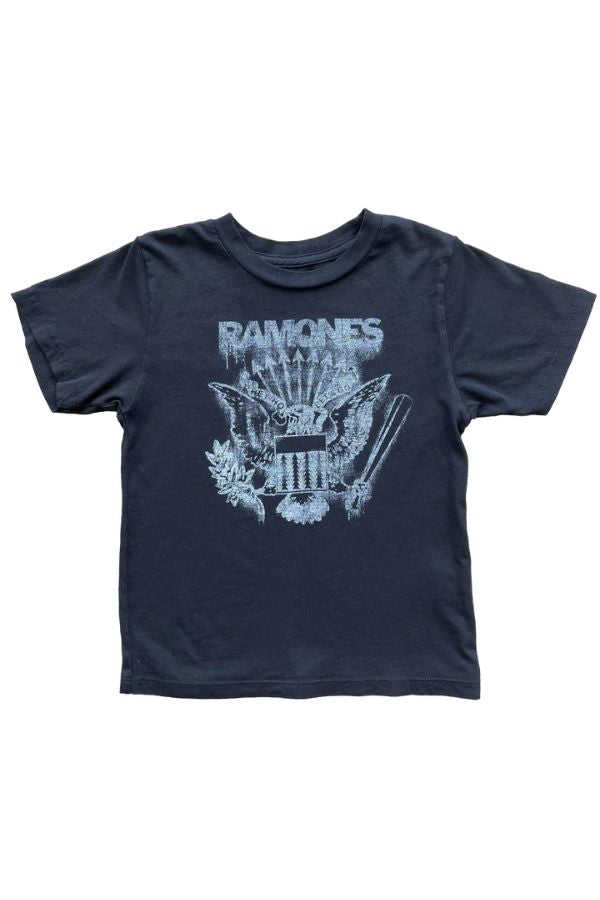 RAMONES GRAFFITI SHORT SLEEVED TEE IN VINTAGE BLACK FRONT VIEW