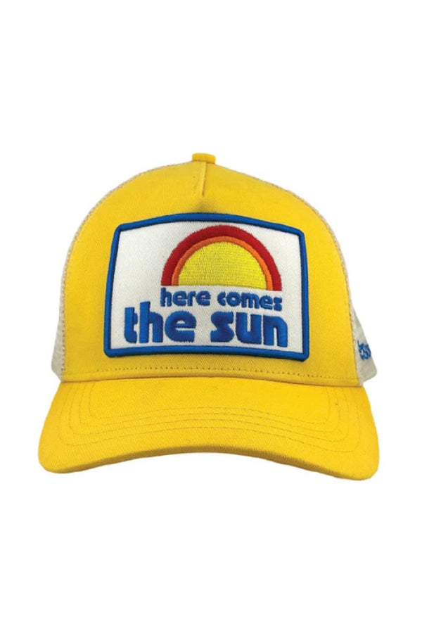 HERE COMES THE SUN TRUCKER IN YELLOW FRONT VIEW