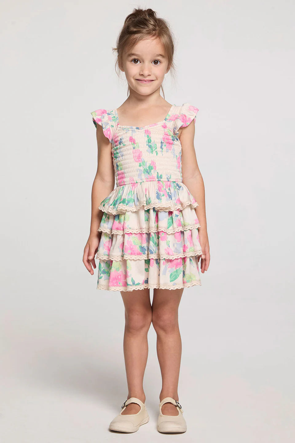 Cherie Mini Dress in Vanilla front view