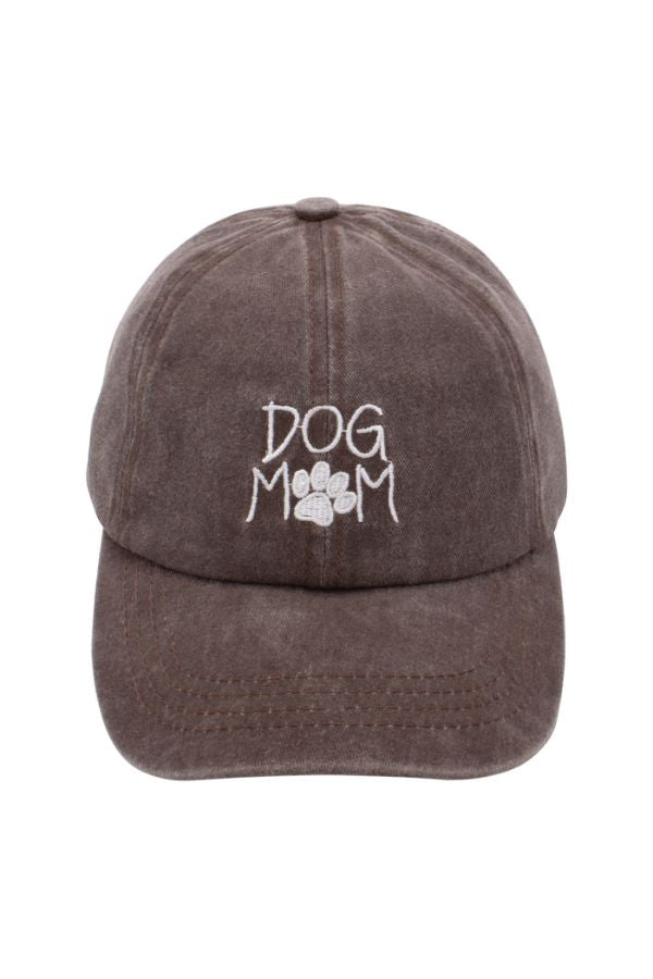 DOG MOM CAP IN BROWN FRONT VIEW