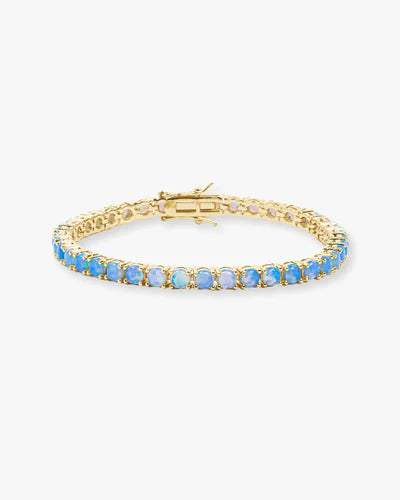 Grand Heiress tennis bracelet in gold with blue opal