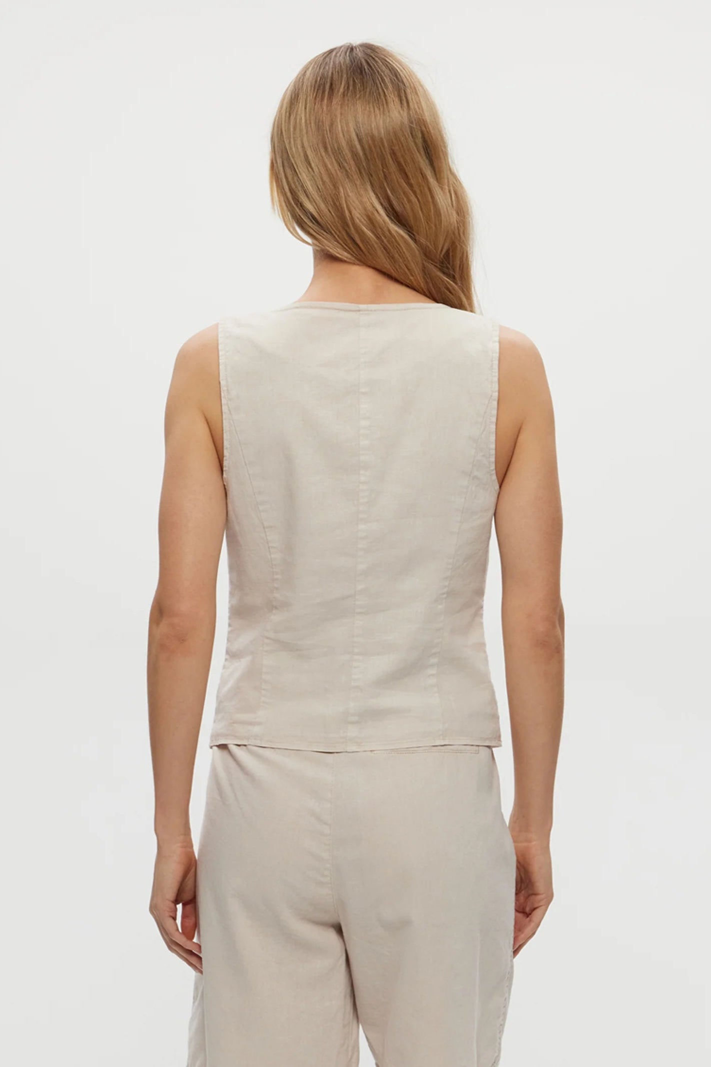 HONEY BUTTON UP VEST IN WINDCHIME BACK VIEW