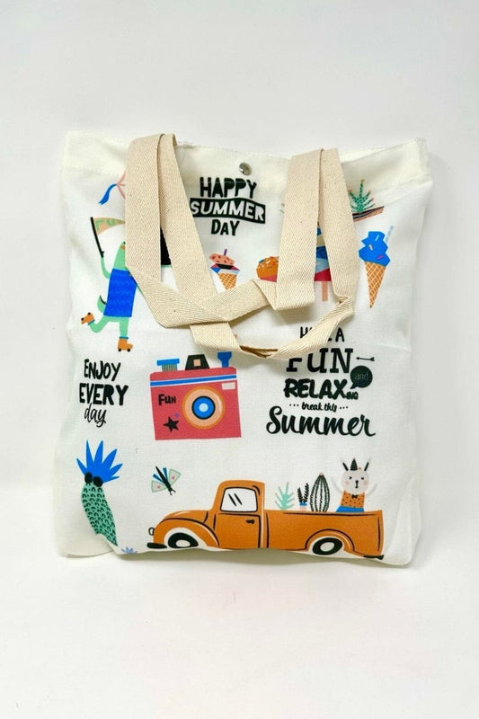 SUMMER CANVAS TOTE BAG IN MULTI FRONT VIEW