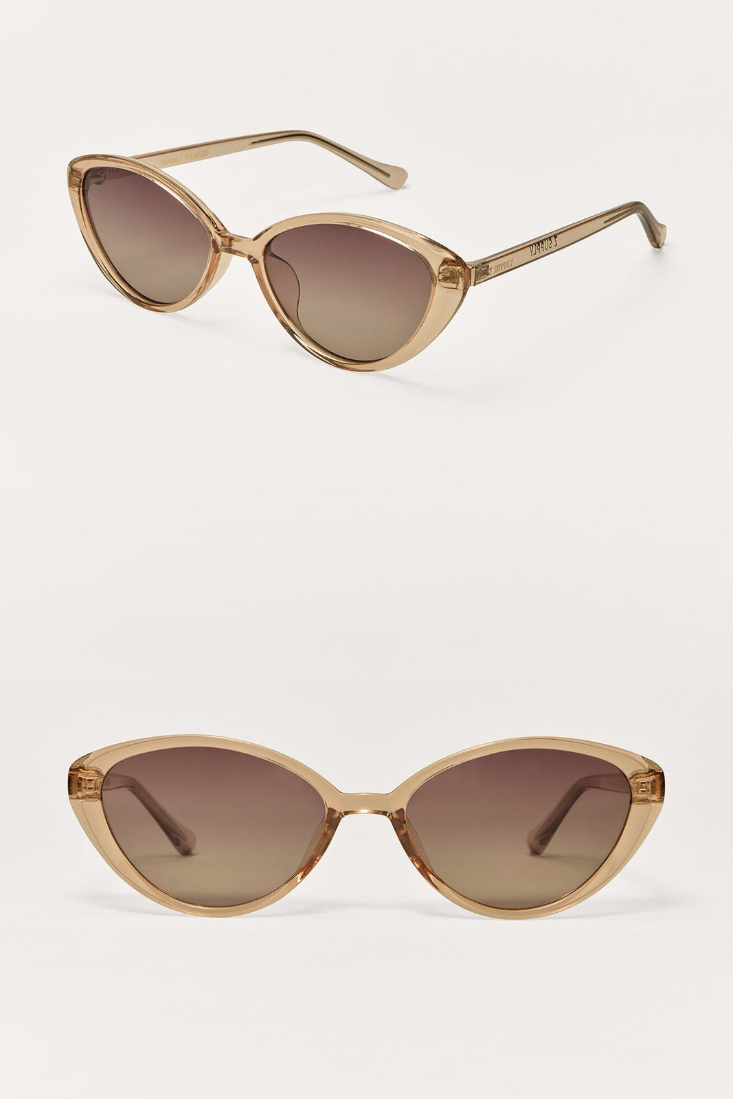Lunettes de soleil sweet tea, monture beige doré, verres dégradés bruns