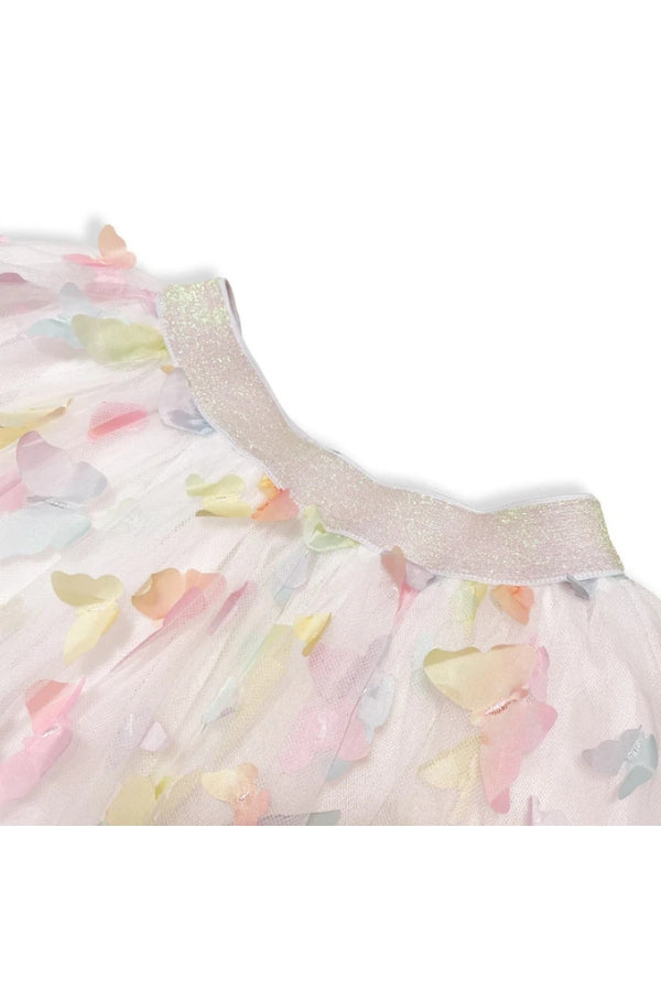 3D BUTTERFLY TUTU IN WHITE MULTI CLOSE UP VIEW
