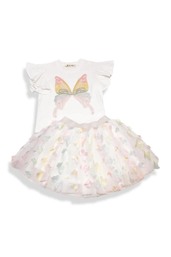 3D BUTTERFLY TUTU w/ TOP IN WHITE MULTI FRONT VIEW