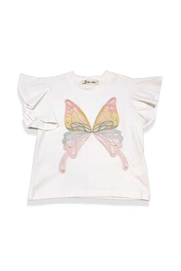 3D BUTTERFLY TOP IN WHITE MULTI FRONT VIEW