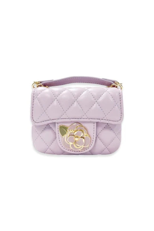 FLORAL QUILTED PURSE IN PURPLE FRONT VIEW