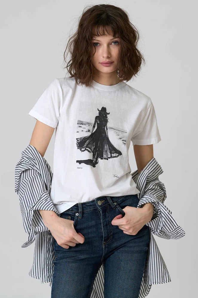 DESERTED MUSHIE TEE IN WORN WHITE FRONT VIEW