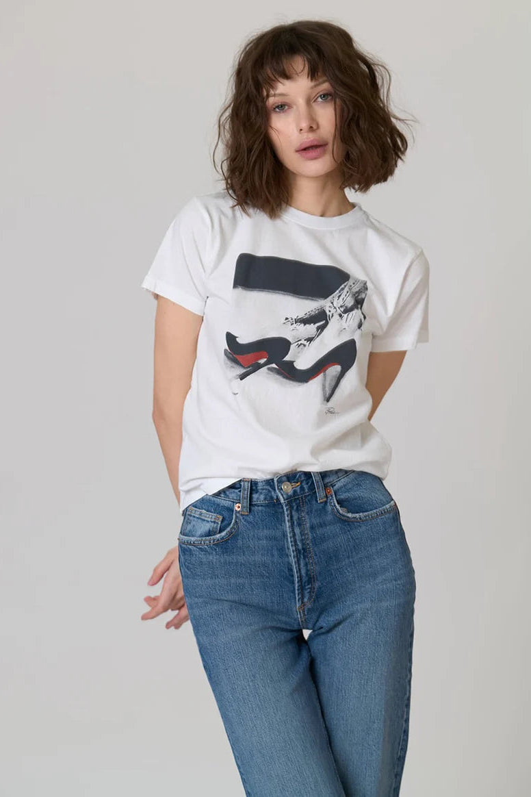 TIME OUT MUSHIE TEE IN WORN WHITE FRONT VIEW